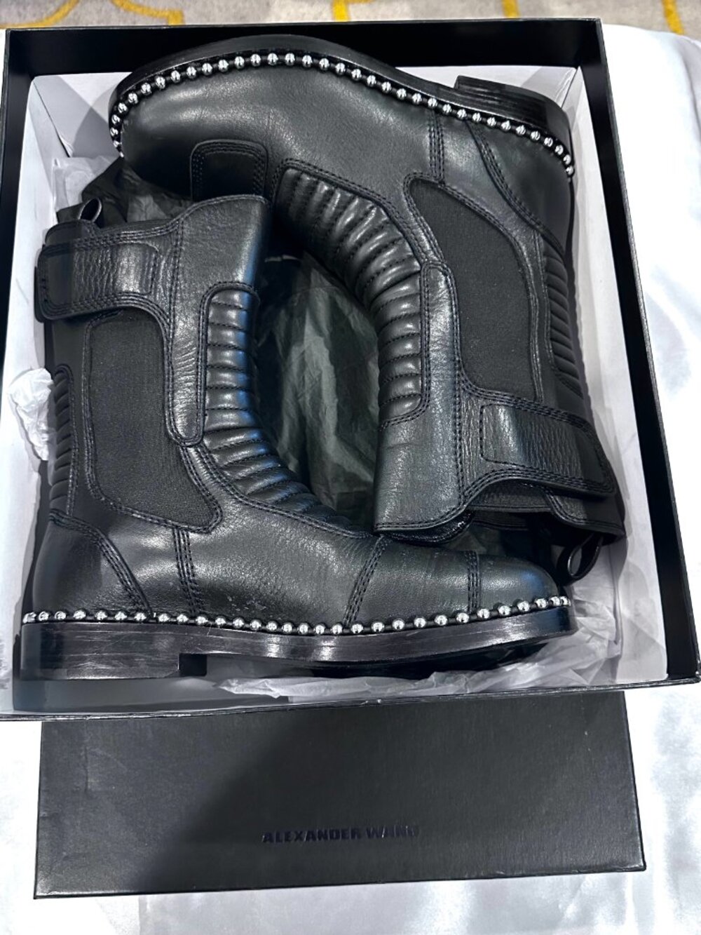 Brand New in Box Alexander Wang Black Leather Boots, Size 38 - Picture 4 of 14